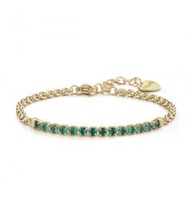 Bracciale Tennis Donna Gioielli Sagapò Dazzly in acciaio dorato con cristalli verde smeraldo sdz88
