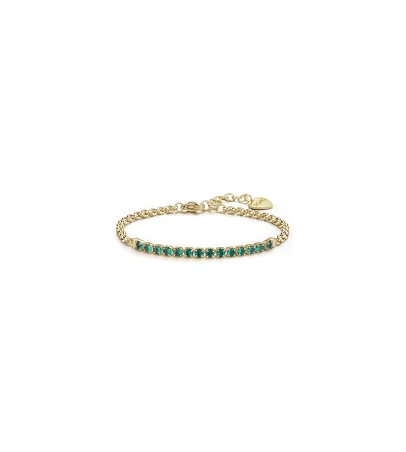 Bracciale Tennis Donna Gioielli Sagapò Dazzly in acciaio dorato con cristalli verde smeraldo sdz88