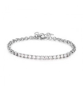 Bracciale Tennis Uomo Gioielli Sagapò Tricky acciaio con cristalli bianchi stk01