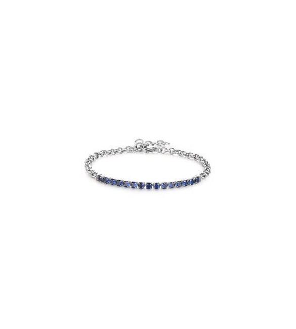 Bracciale Tennis Uomo Gioielli Sagapò Tricky acciaio con cristalli blu stk05