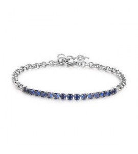 Bracciale Tennis Uomo Gioielli Sagapò Tricky acciaio con cristalli blu stk05