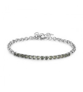 Bracciale Tennis Uomo Gioielli Sagapò Tricky acciaio con cristalli verde smeraldo stk02