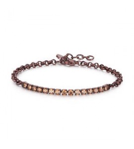 Bracciale Tennis Uomo Gioielli Sagapò Tricky acciaio pvd brown con cristalli coffee stk06