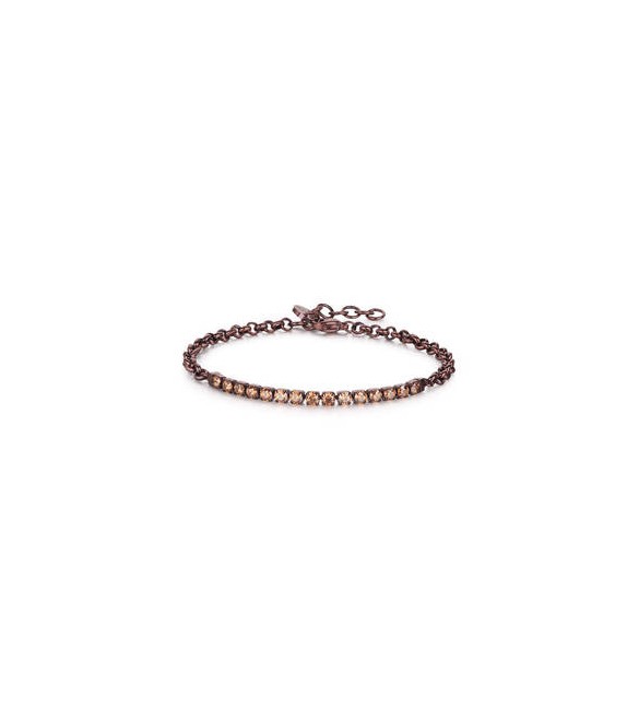 Bracciale Tennis Uomo Gioielli Sagapò Tricky acciaio pvd brown con cristalli coffee stk06