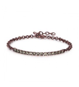 Bracciale Tennis Uomo Gioielli Sagapò Tricky acciaio pvd brown con cristalli verde smeraldo stk07