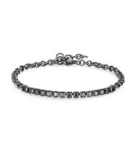 Bracciale Tennis Uomo Gioielli Sagapò Tricky acciaio pvd gun con cristalli neri stk04
