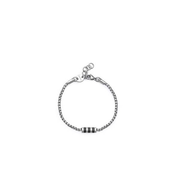 Bracciale Uomo Gioielli Sagapò Ripple in acciaio catena finitura nera srp80