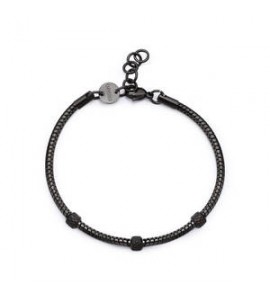 Bracciale Uomo Gioielli Sagapò Ripple in acciaio con elementi brunito srp84