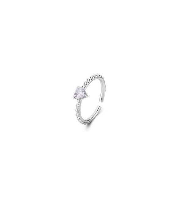 Anello Donna Gioielli Sagapò Dazzly in acciaio con cristallo a forma di cuore bianco sdz124