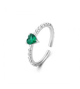 Anello Donna Gioielli Sagapò Dazzly in acciaio con cristallo a forma di cuore verde smeraldo sdz128