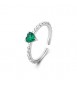 Anello Donna Gioielli Sagapò Dazzly in acciaio con cristallo a forma di cuore verde smeraldo sdz128