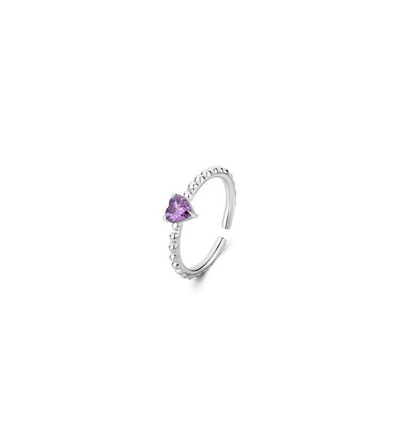Anello Donna Gioielli Sagapò Dazzly in acciaio con cristallo a forma di cuore viola sdz125