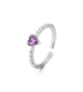 Anello Donna Gioielli Sagapò Dazzly in acciaio con cristallo a forma di cuore viola sdz125