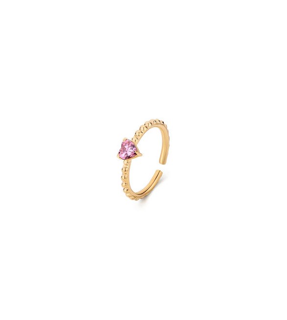 Anello Donna Gioielli Sagapò Dazzly in acciaio dorato con cristallo a forma di cuore rosa sdz129