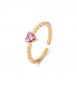 Anello Donna Gioielli Sagapò Dazzly in acciaio dorato con cristallo a forma di cuore rosa sdz129