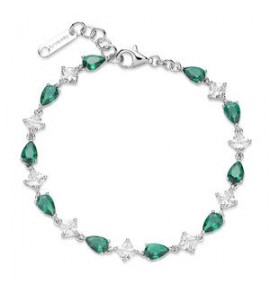 Bracciale Donna Gioielli Fancy by Brosway in argento zircone goccia verde FLG111