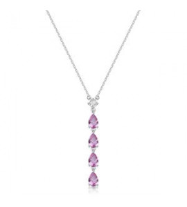 Collana Gioielli Fancy by Brosway in argento 4 zirconi forma goccia rosa FVP112