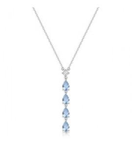 Collana Gioielli Fancy by Brosway in argento 4 zirconi forma goccia azzurro FCL110