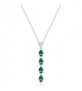 Collana Gioielli Fancy by Brosway in argento 4 zirconi forma goccia verde smeraldo FLG110