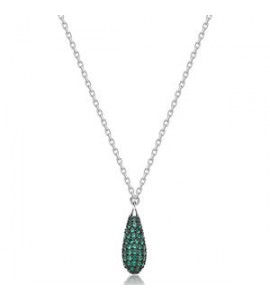 Collana Gioielli Fancy by Brosway in argento forma goccia zirconi verde smeraldo FLG118