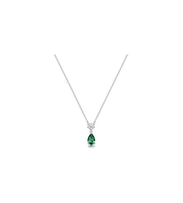 Collana Gioielli Fancy by Brosway in argento zircone forma goccia verde smeraldo FLG109