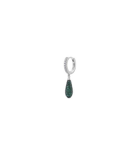 Mono Orecchino cerchietto Gioielli Fancy by Brosway in argento pendente goccia zirconi verde FLG119