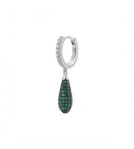 Mono Orecchino cerchietto Gioielli Fancy by Brosway in argento pendente goccia zirconi verde FLG119