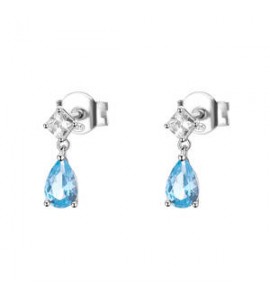 Orecchini Donna Gioielli Fancy by Brosway in argento a goccia zircone azzurro FCL112