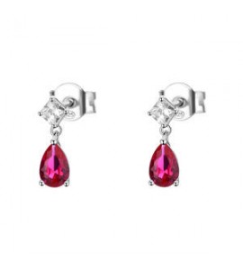 Orecchini Donna Gioielli Fancy by Brosway in argento a goccia zircone rosso FPR119
