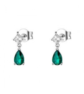 Orecchini Donna Gioielli Fancy by Brosway in argento a goccia zircone verde smeraldo FLG113