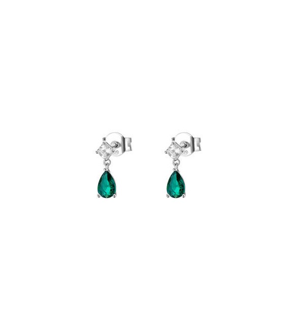 Orecchini Donna Gioielli Fancy by Brosway in argento a goccia zircone verde smeraldo FLG113