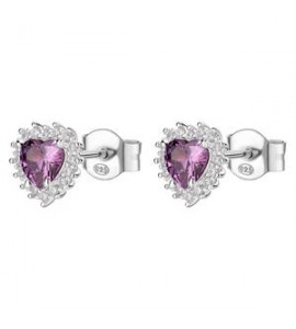 Orecchini Kate Gioielli Fancy by Brosway in argento zircone cuore ametista FMP53