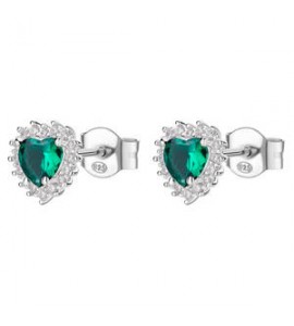 Orecchini Kate Gioielli Fancy by Brosway in argento zircone cuore verde smeraldo FLG45
