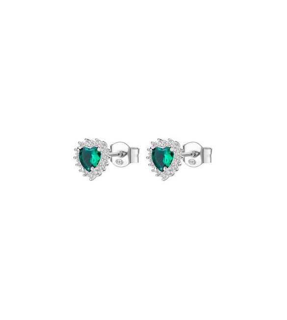 Orecchini Kate Gioielli Fancy by Brosway in argento zircone cuore verde smeraldo FLG45