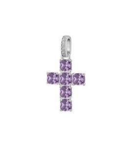 Pendente Croce Gioielli Fancy by Brosway in argento zircone cushion ametista FMP117