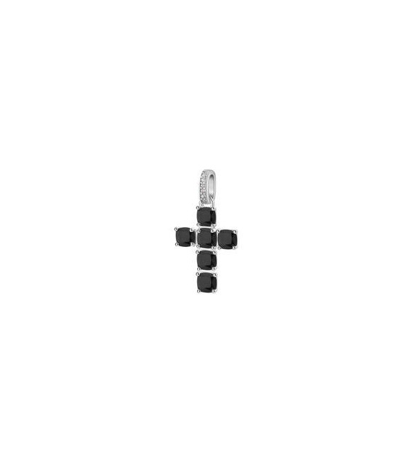 Pendente Croce Gioielli Fancy by Brosway in argento zircone cushion nero FMB120