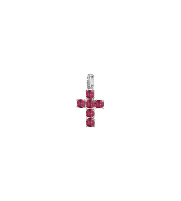 Pendente Croce Gioielli Fancy by Brosway in argento zircone cushion rosso FPR116