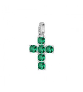 Pendente Croce Gioielli Fancy by Brosway in argento zircone cushion verde smeraldo FLG115