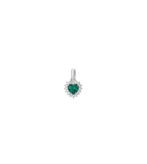 Pendente Kate Gioielli Fancy by Brosway in argento zircone cuore verde smeraldo FLG116