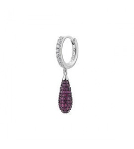 Mono Orecchino cerchietto Gioielli Fancy by Brosway in argento pendente goccia zirconi rosso FPR122