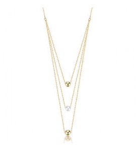 Collana Multifilo Gioielli Brosway Perfect in acciaio dorato con sfere e perla di conchiglia BPC08