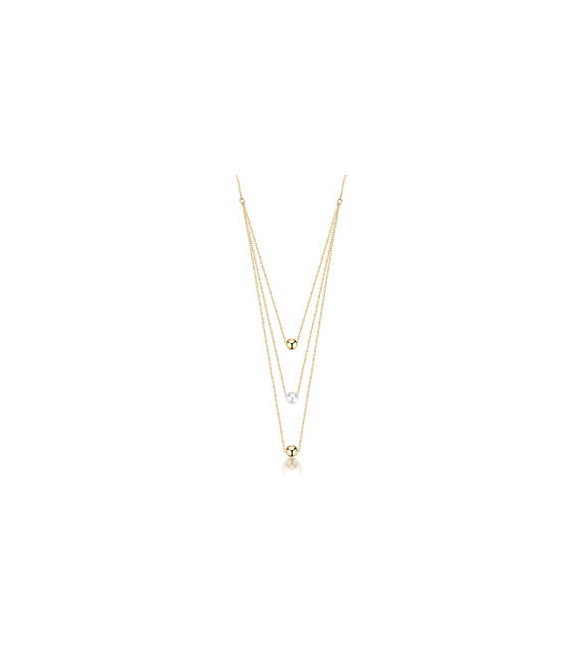 Collana Multifilo Gioielli Brosway Perfect in acciaio dorato con sfere e perla di conchiglia BPC08