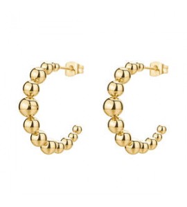 Orecchini Cerchio Gioielli Brosway Perfect in acciaio dorato con sfere BPC29
