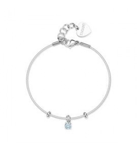 Bracciale Gioielli Sagapò Joy in acciaio con cristallo acquamarina SJY012