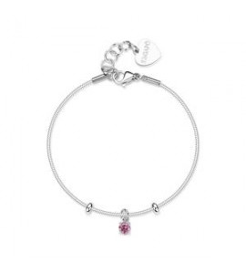 Bracciale Gioielli Sagapò Joy in acciaio con cristallo rosa SJY013