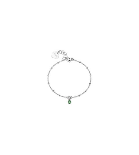 Bracciale Gioielli Sagapò Joy in acciaio con cristallo verde smeraldo SJY016