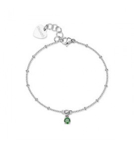 Bracciale Gioielli Sagapò Joy in acciaio con cristallo verde smeraldo SJY016