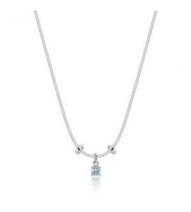 Collana Gioielli Sagapò Joy in acciaio con cristallo acquamarina SJY002