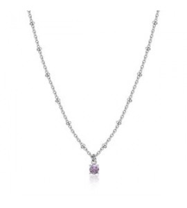 Collana Gioielli Sagapò Joy in acciaio con cristallo ametista SJY005