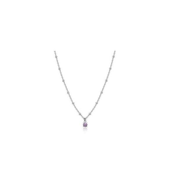 Collana Gioielli Sagapò Joy in acciaio con cristallo ametista SJY005